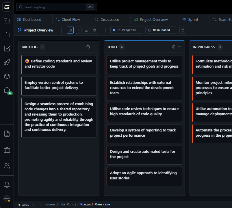 Board Progress tracking dashboard