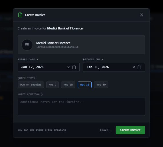 GitScrum ClientFlow Invoice Modal