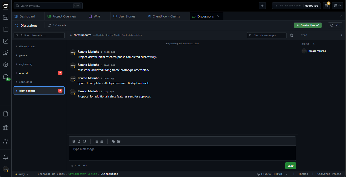 GitScrum Discussions Dashboard