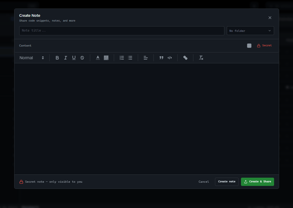 GitScrum NoteVault Personal - Create Modal