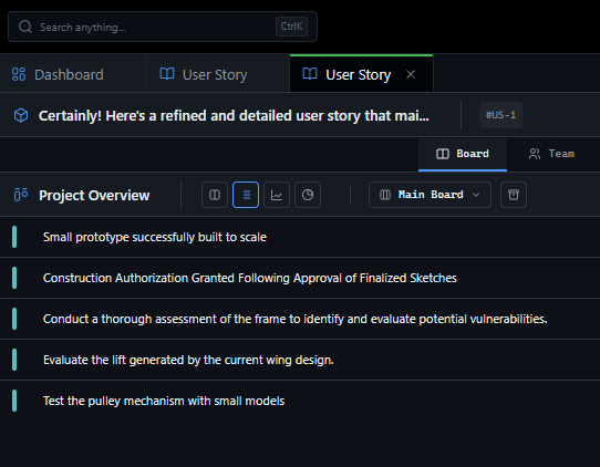 Project User Stories